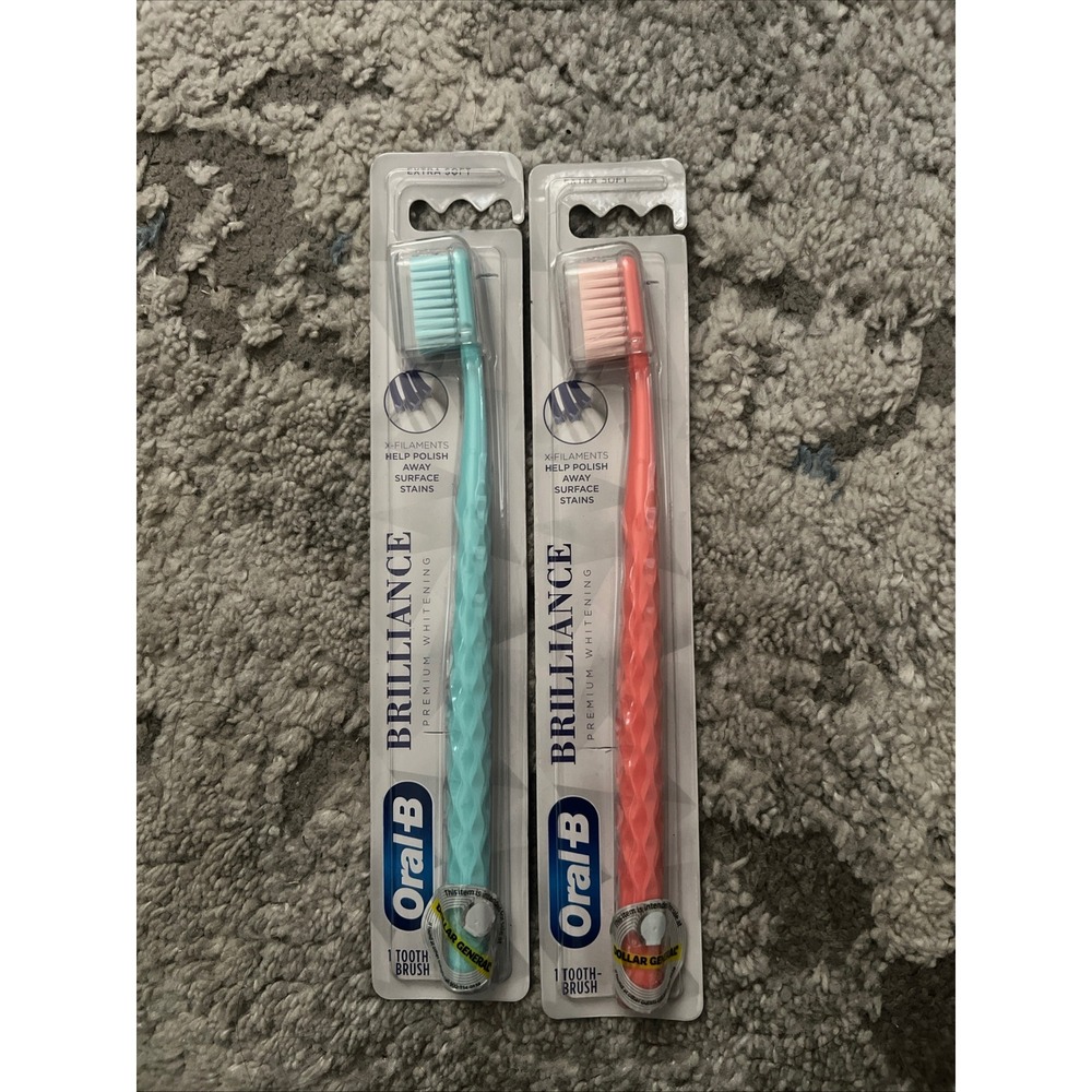 Oral-B Brilliance Premium Whitening Toothbrush Ultra Soft 2 Pack Teal Coral